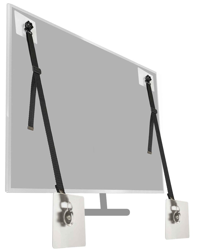xicveiuz 6 Pcs No-Drill Flat Screen TV Safety Straps, Adhesive and Adjustable Anti-Tip Furniture Anchor Kit for Baby Proofing - Image 1